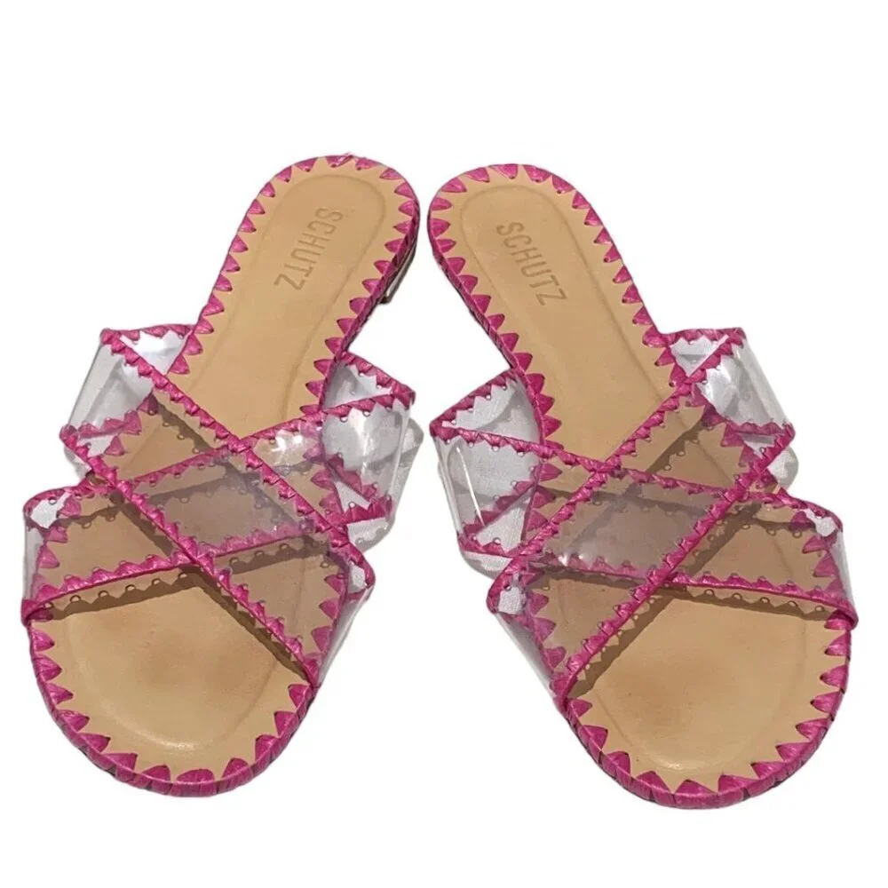 Schutz Pink Aya Sandals Size 11 - Picture 2 of 8